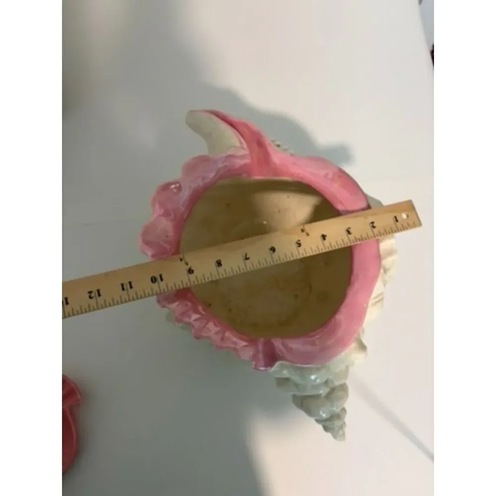 vtg.Large ceramic conch shell planter - Picture 9 of 10
